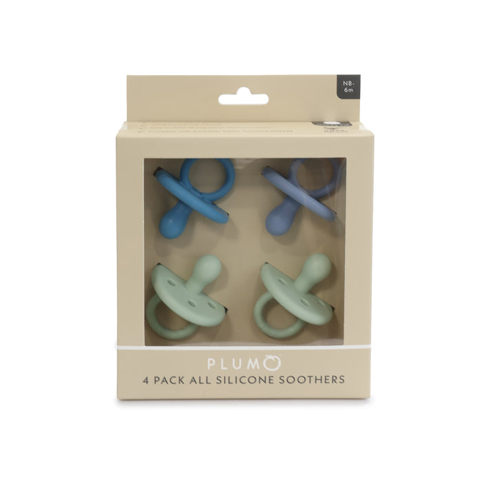 PLUM 4pk Silicone Soothers Mystery Box NB-6M - Bubba Blue Australia