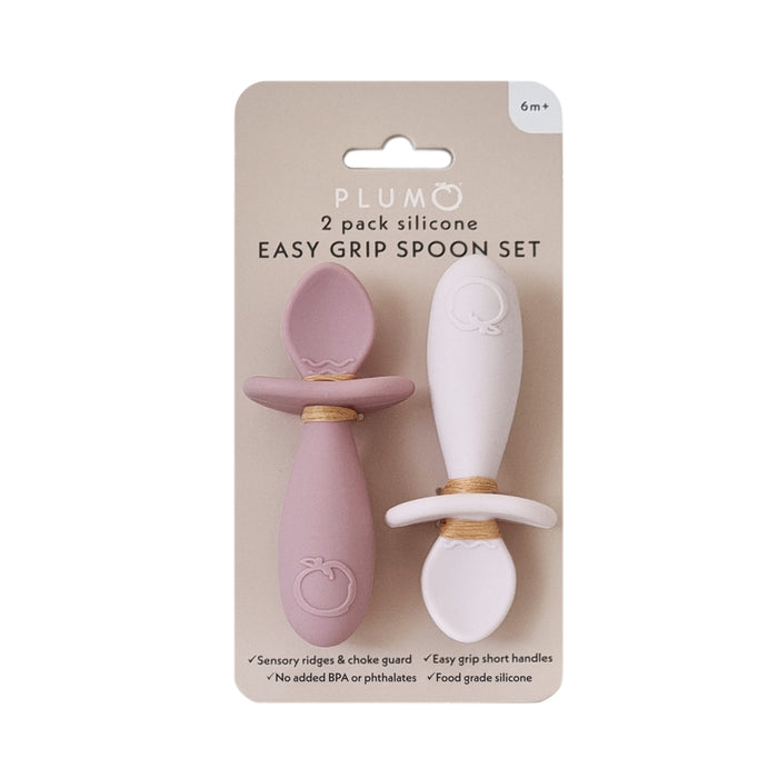 Plum Silicone 2pk Easy Grip Spoon Set - Dusty Berry/Rose