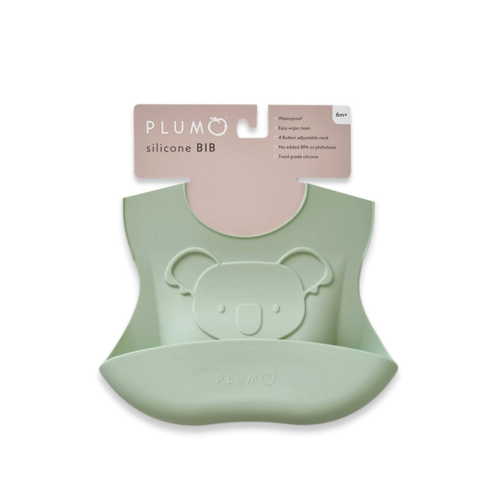 PLUM Silicone Koala Bib - Olive - Bubba Blue Australia