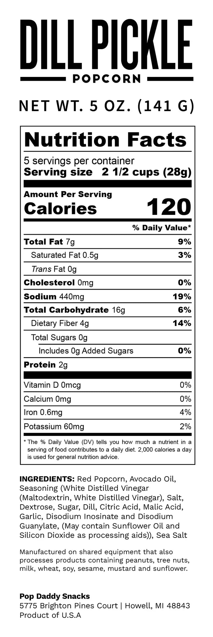 Pop Daddy Snacks - Pop Daddy – Dill Pickle Flavored Popcorn 5.0oz