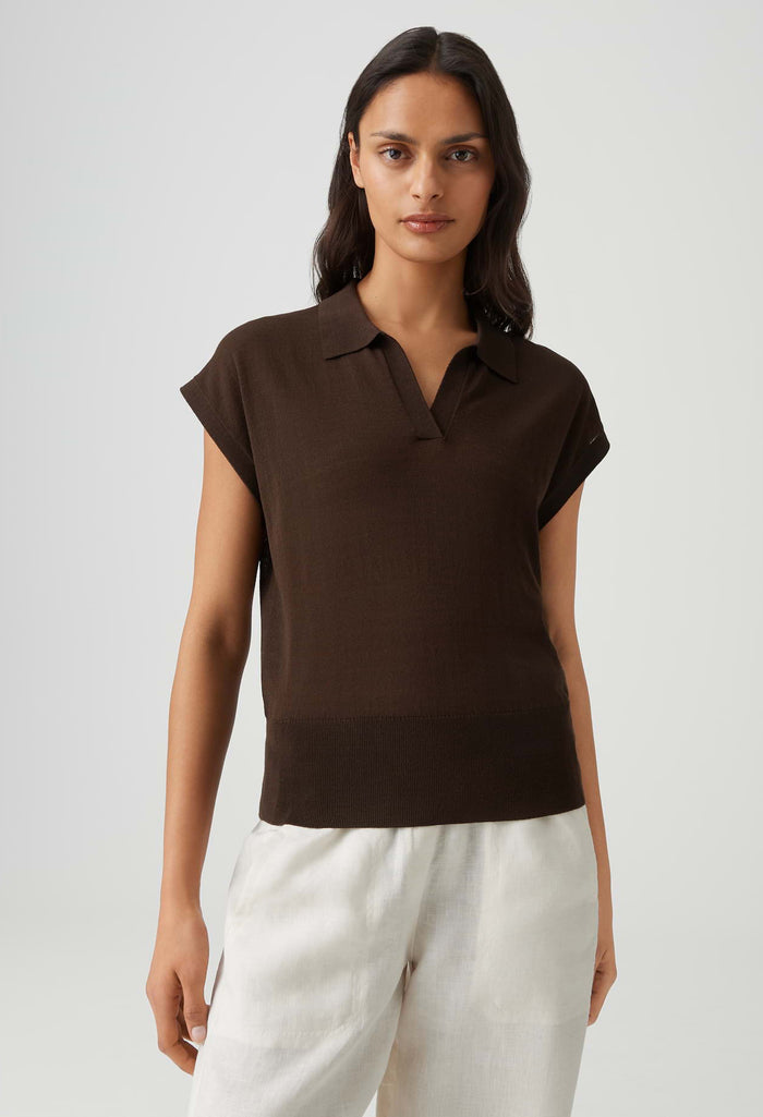 Posara Fine knit Polo Top