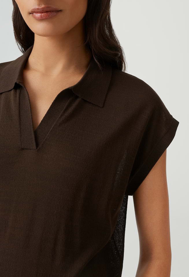 Posara Fine knit Polo Top