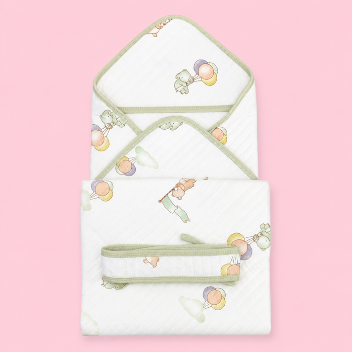 Premium Hooded Baby Wrapper | Muslin | Print