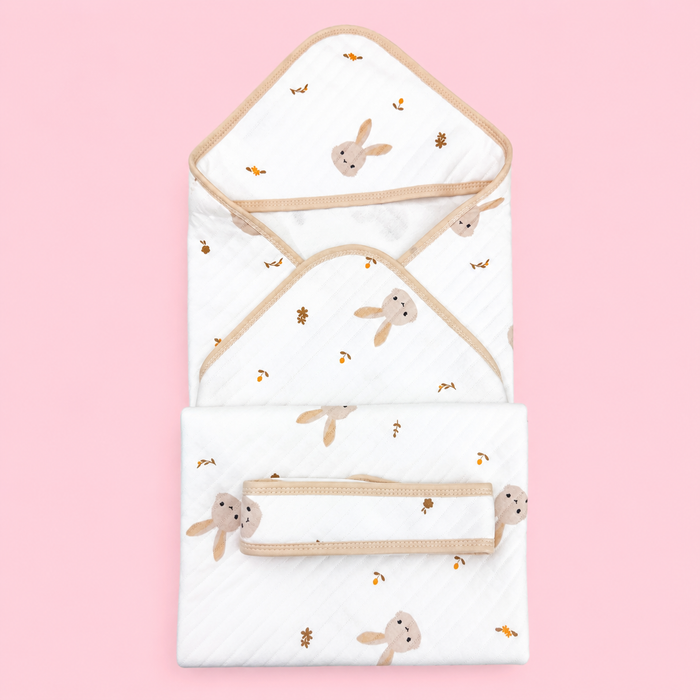 Premium Hooded Baby Wrapper | Muslin | Print