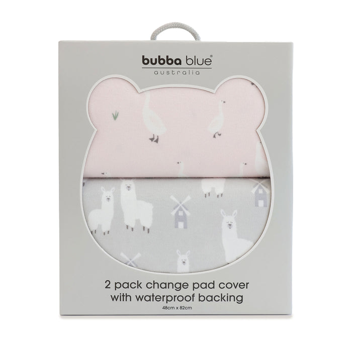 Provincial 2pk Waterproof Change Pad Covers - Blush/Grey - Bubba Blue Australia
