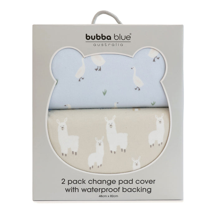 Provincial 2pk Waterproof Change Pad Covers - Sky/Almond - Bubba Blue Australia