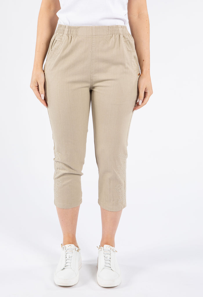 Pull on Capris with Embroidery detailing