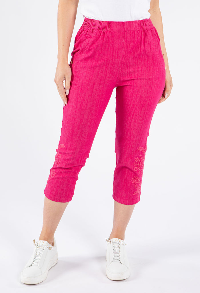 Pull on Capris with Embroidery detailing