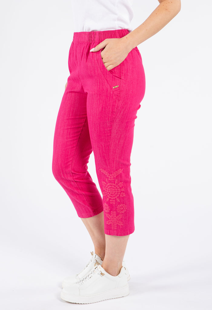 Pull on Capris with Embroidery detailing