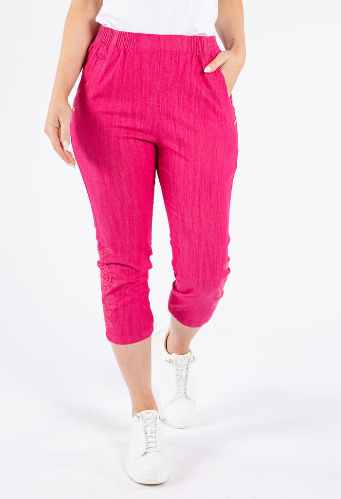 Pull on Capris with Embroidery detailing