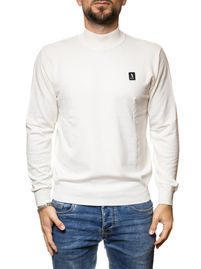 REFRIGUE pullover lupetto bianco R4053M262 MOCKCOLLAR-BUTTER