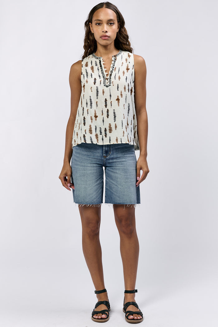 RAJA BUTTON UP SLEEVELESS TOP