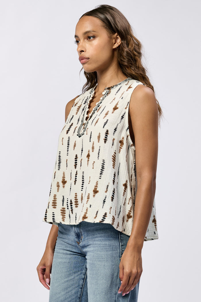 RAJA BUTTON UP SLEEVELESS TOP