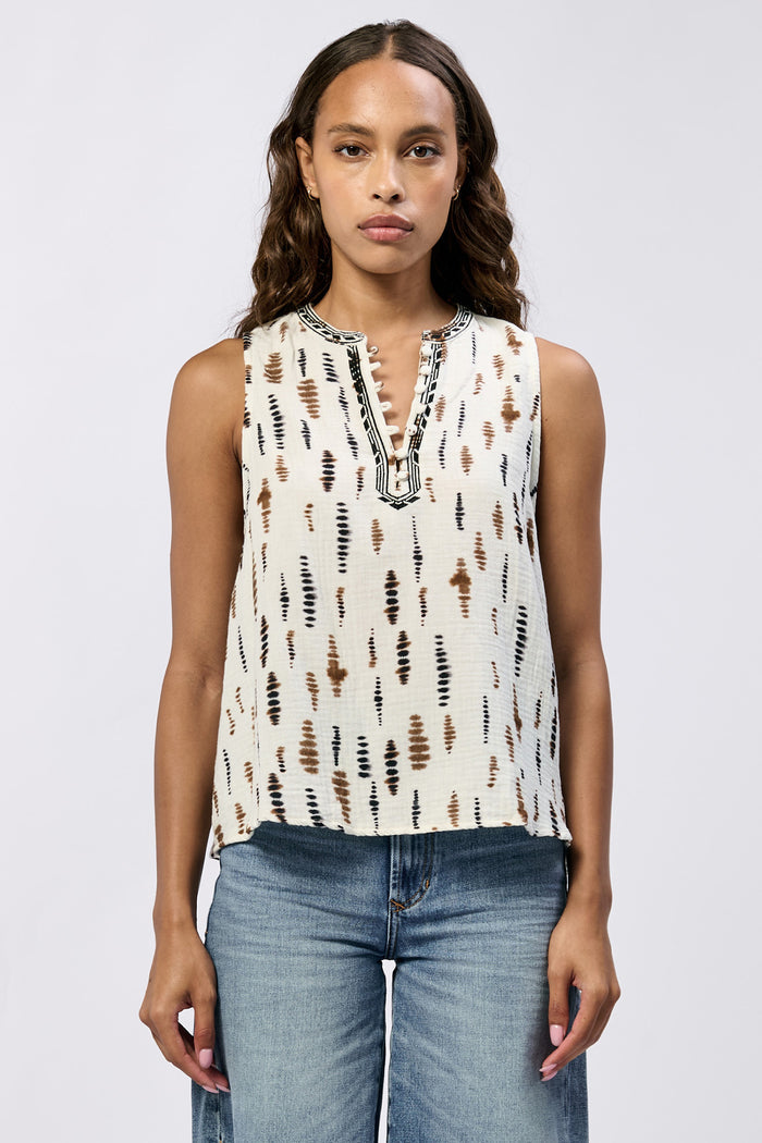 RAJA BUTTON UP SLEEVELESS TOP