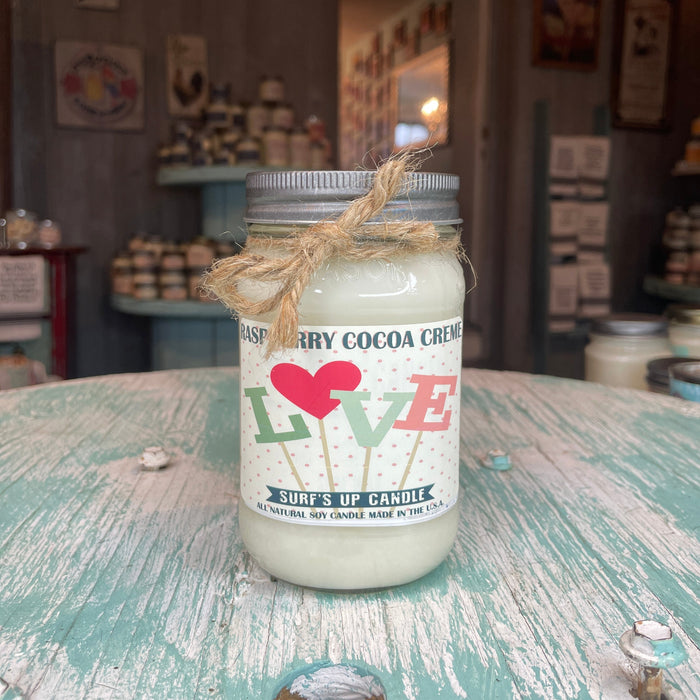 Raspberry Cocoa Creme Mason Jar Candle - Valentine's Day Collection
