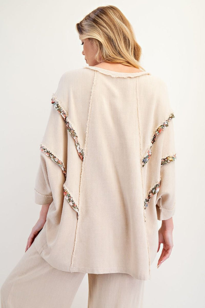 RAYON LINEN PATCH MINERAL WASHED TUNIC (3 COLORS)