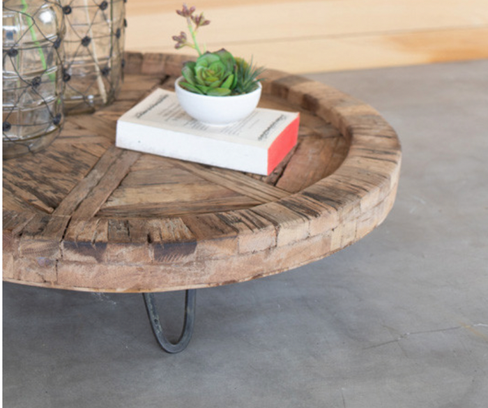 Recycled Round Wood Display Tray