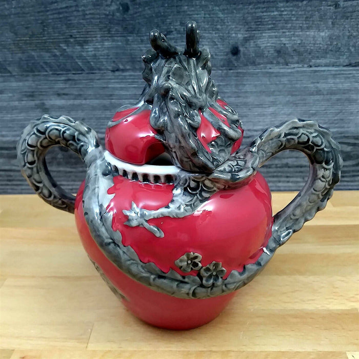 Red Dragon Sugar Bowl and Creamer Set Decorative by Blue Sky