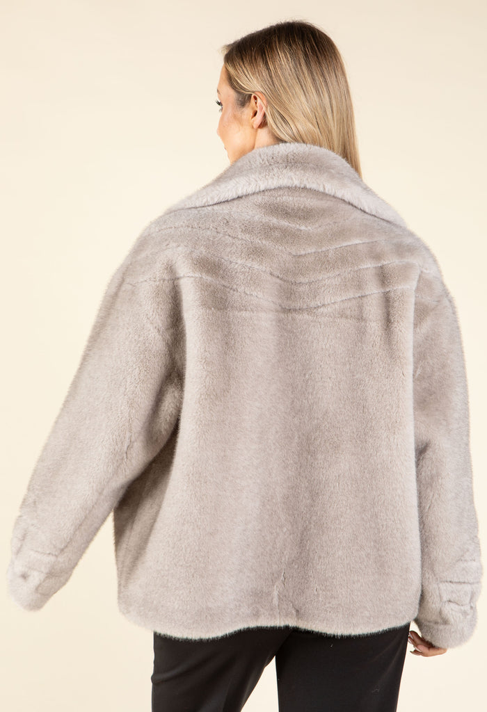 Relaxed Fit Faux Fur Jacket