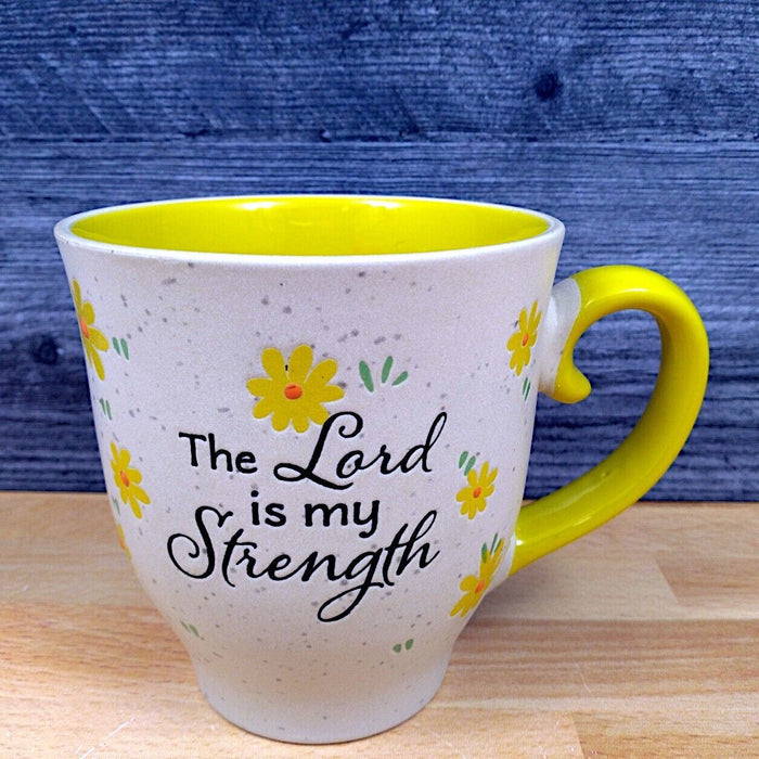 Religious Saying Daisy Coffee Mug 17oz (455ml) Embossed Ceramic Tea Cup Blue Sky