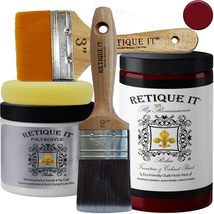 Retique It FCP-Burg-M paint swatch showing a rich burgundy color sample on a paint card.
