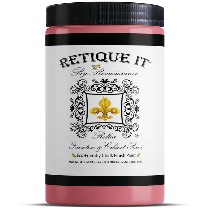Retique It Renaissance Furniture Paint in Verona Rose, 16 oz, showing a close-up of the vibrant pink paint in a container