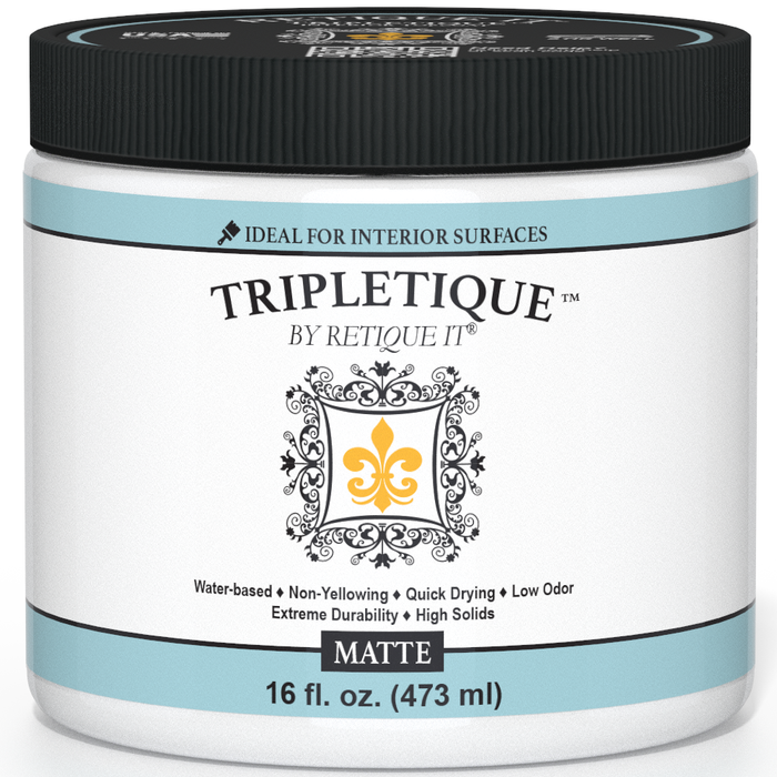 Retique It Tripletique interior topcoat in a container, designed for protective coatings and sealants for interior surfaces.