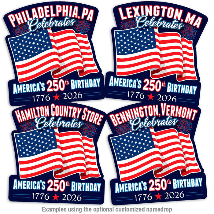RetroPlanet - USA 1776 Flag Celebrate 250 Years Patriotic Die Cut Sticker
