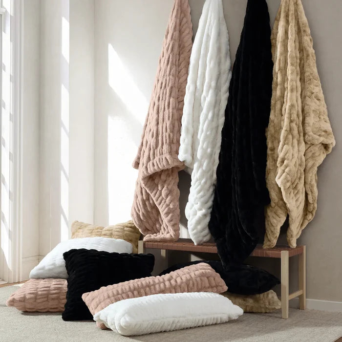Ruched Rabbit Double-Sided Throw (Mult Styles)