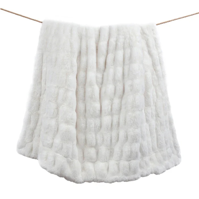 Ruched Rabbit Double-Sided Throw (Mult Styles)