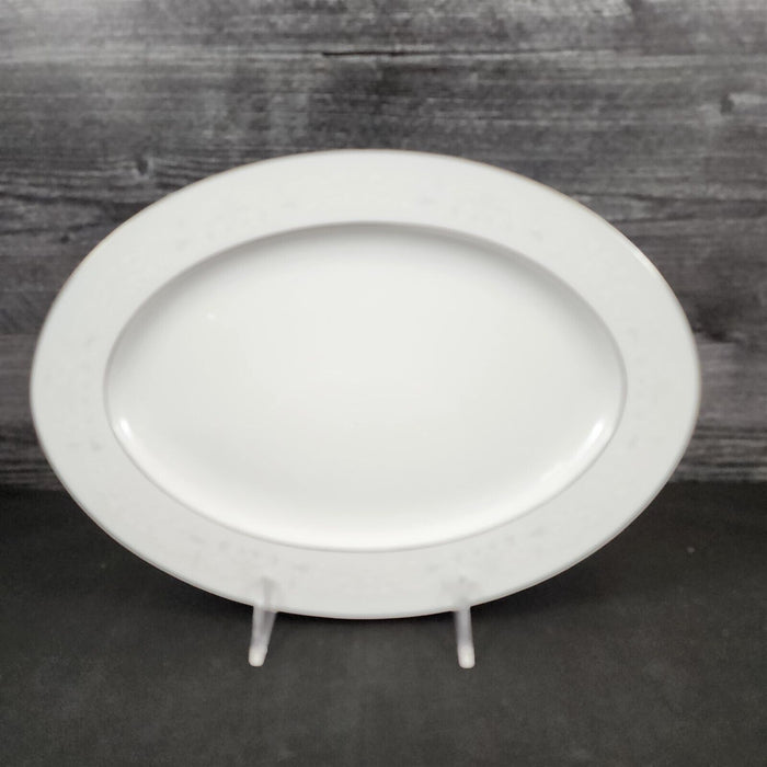 Sango Florence Platter Oval 12" Serving Plate Gray Scrolls Japan 36465 Dishware