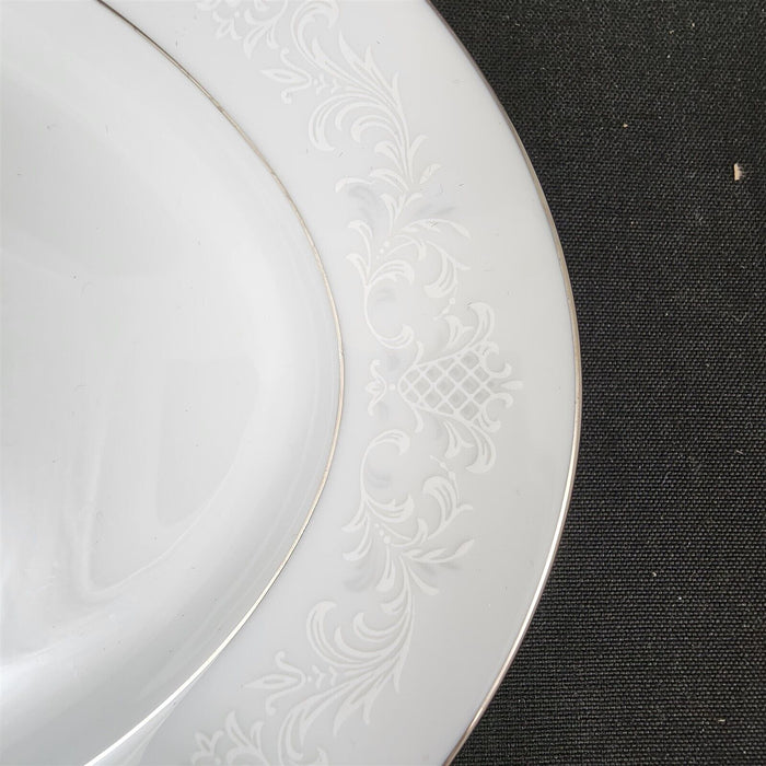 Sango Florence Platter Oval 12" Serving Plate Gray Scrolls Japan 36465 Dishware