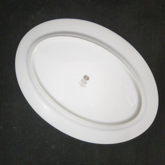 Sango Florence Platter Oval 12" Serving Plate Gray Scrolls Japan 36465 Dishware