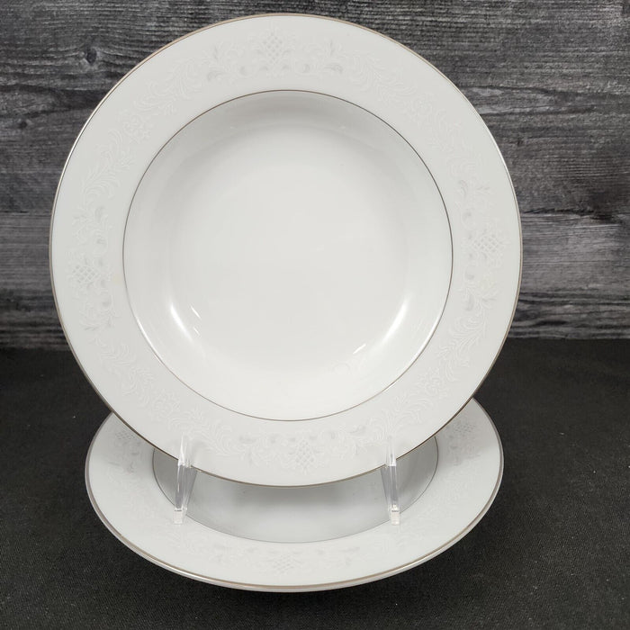 Sango Florence Set of 2 Soup Coupe Bowl 7 5/8" Gray Scrolls Japan 3646 Dishware