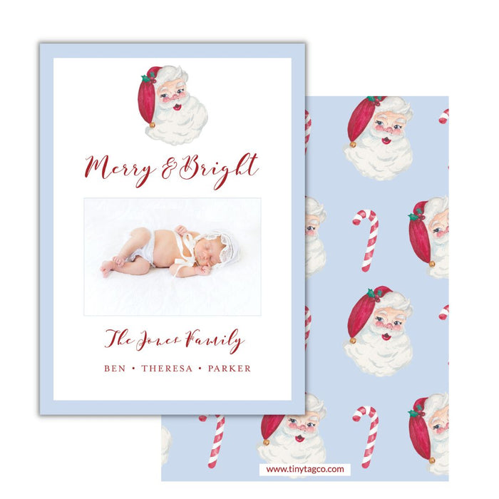 Santa + Candy Cane Christmas Card