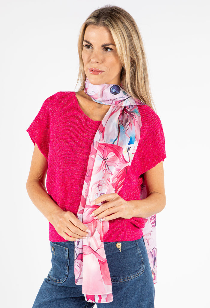 Satin Feel Floral Print Scarf