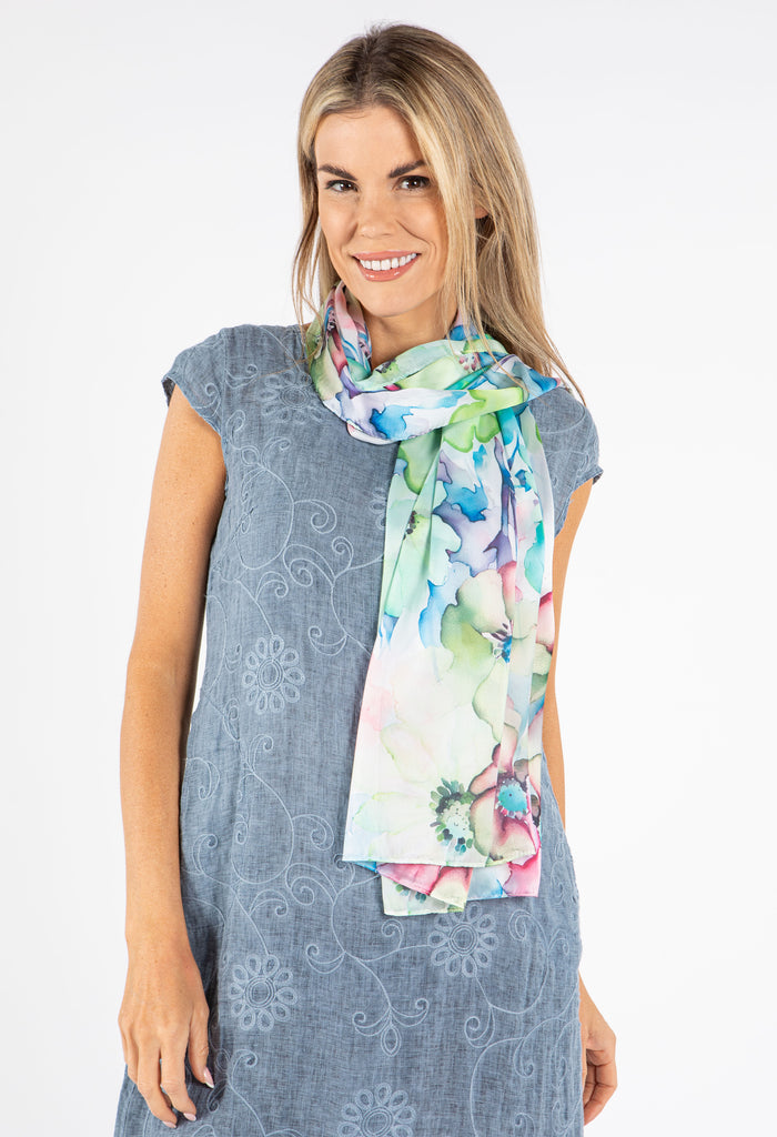 Satin Feel Floral Print Scarf