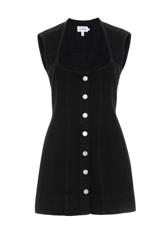 Seamed Scoop Dress (Black)