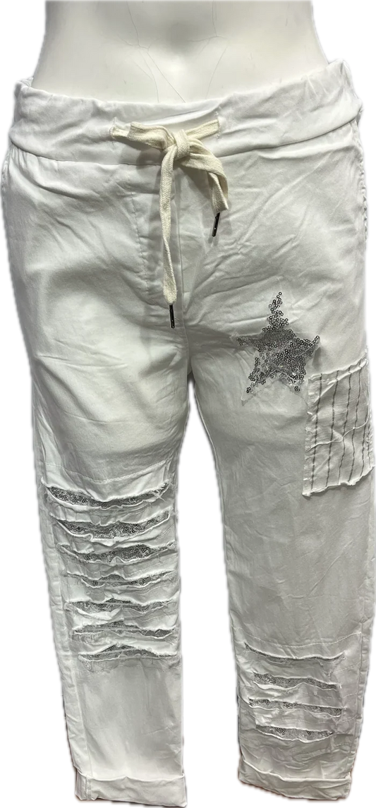 Sequin Star Stretch Pants