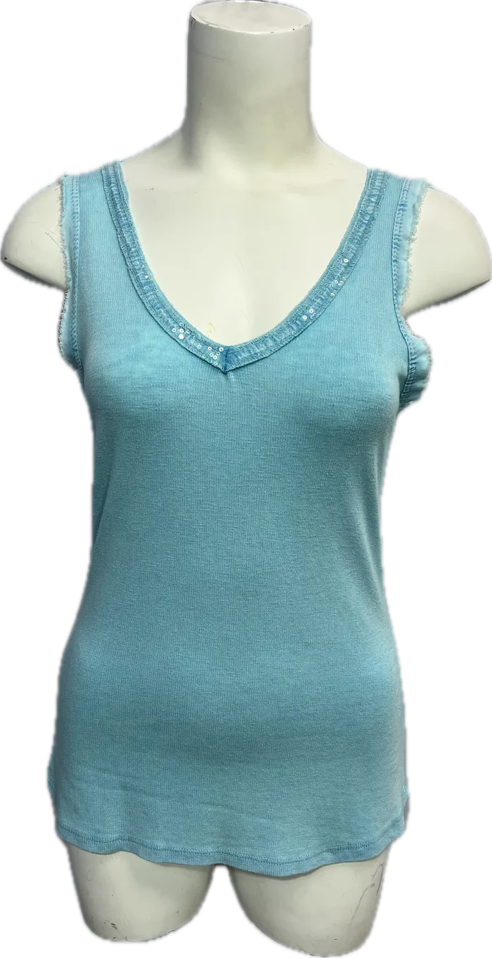 Sequin V-Neck Tank Tops-Assorted)