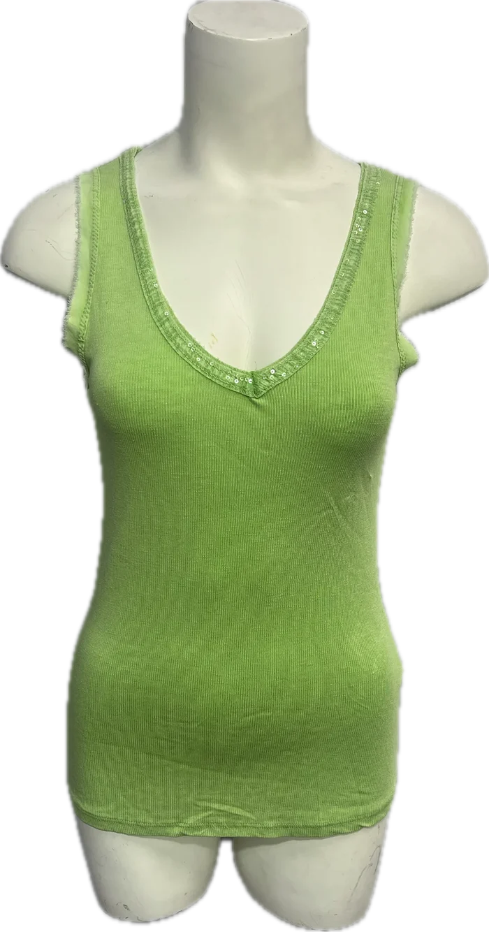 Sequin V-Neck Tank Tops-Assorted)