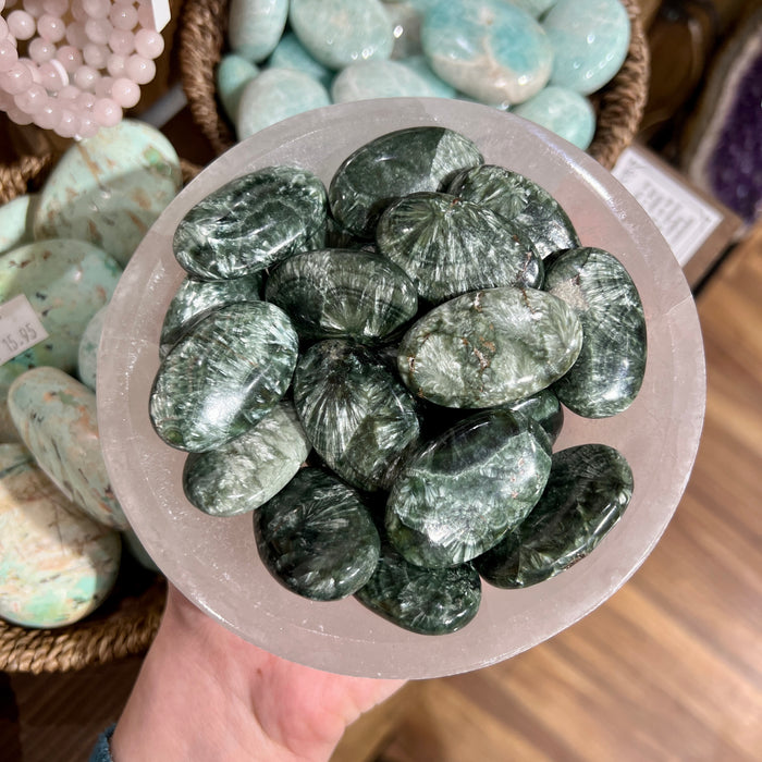 Seraphinite Palm Stone