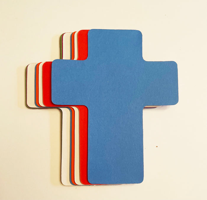 Colorful cross cut-outs, suitable for religious-themed craft activities