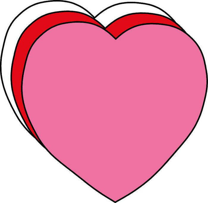 Large tri-color heart cut-out