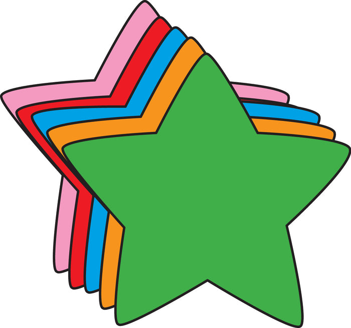 Colorful star cut-outs for decorating classroom walls and bulletin boards