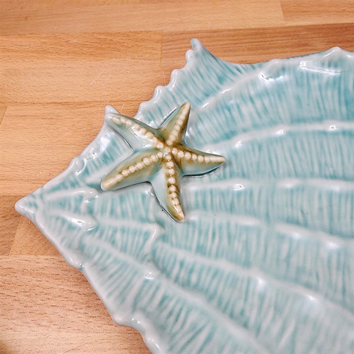 Shell Plate Set of 2 Sea Star Fish Tray Life Ocean Conch Nautical by Blue Sky