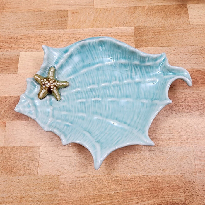 Shell Plate Set of 2 Sea Star Fish Tray Life Ocean Conch Nautical by Blue Sky