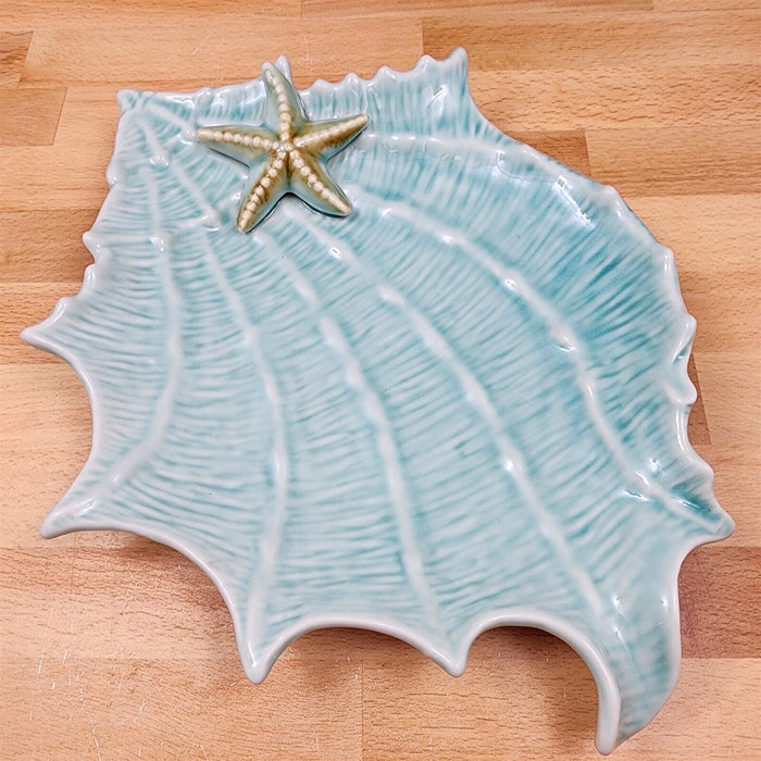 Shell Plate Set of 2 Sea Star Fish Tray Life Ocean Conch Nautical by Blue Sky