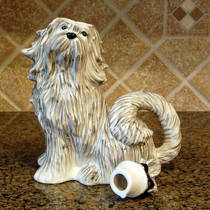 Shih Tzu Dog Teapot Collectible Animal Ceramics Tea Pot by Blue Sky Clayworks