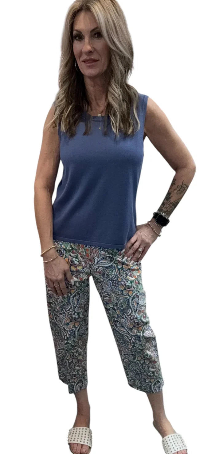 Simply Green Coral Crop Pants